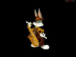 Bugs Bunny with a saxophone
