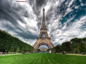 The Eiffel Tower (Paris, France) view from Champ de Mars