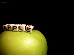 Apple in dice, over apple