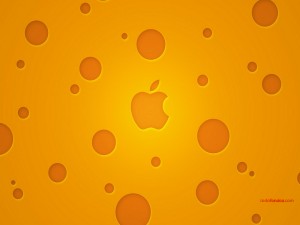 Apple logo inside a cheese