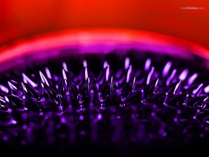 Ferrofluid, liquid that is polarized in the presence of a magnetic field