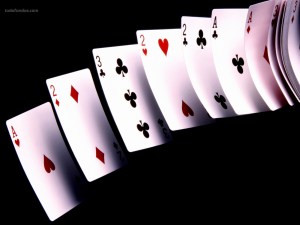 Poker cards flying