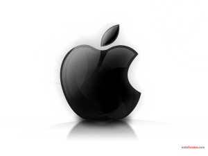 Apple logo in black and white