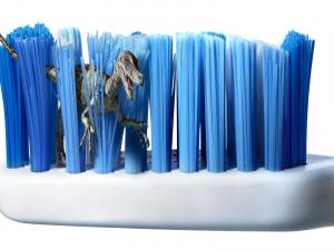 A dinosaur in the toothbrush