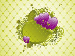 Green and purple hearts