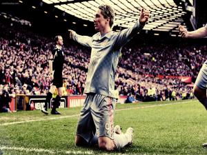 Fernando Torres celebrating a goal with Liverpool