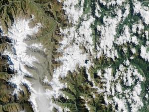 Snowy mountains from space
