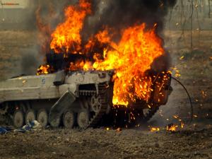 Tank on fire
