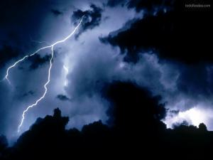 Lightning in a dark sky