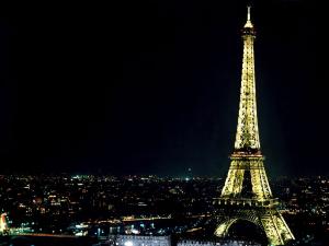 Night in Paris near the Eiffel Tower