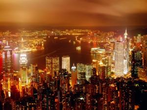 Bay of Hong Kong at night