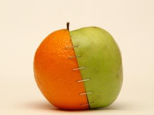 Half orange, half apple