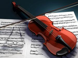 Violin over sheet music