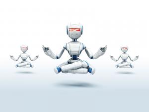 Robots practicing yoga
