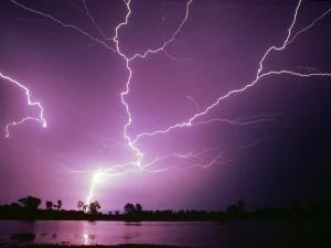 Electric shocks illuminating the nightly sky