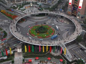 Circular Pedestrian Bridge in Lujiazui, China