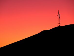 Windmill under a red sky (Livermore, California)