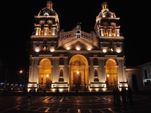 Night view of the Córdoba Cathedral, Argentina