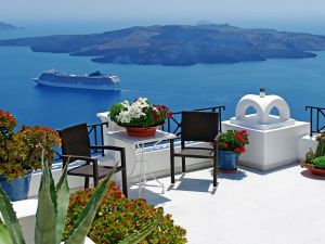 Views from a terrace of Santorini Island (Greece)