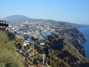 View of Fira, capital of Santorini, Greece