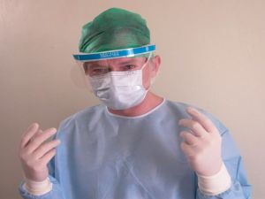 Surgeon ready to enter operating room