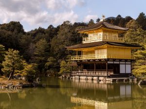 The Golden Pavilion Temple (Kinkaku-ji or Rokuon-ji) in Kyoto, Japan