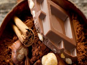 Chocolate with hazelnuts, cocoa powder and cinnamon