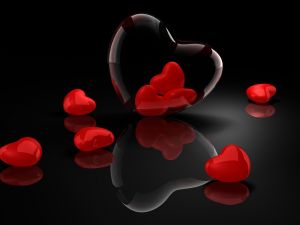 Shiny red hearts