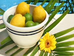 Lemons and limes in a bowl