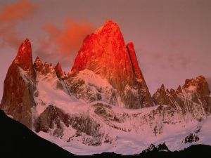 Red light over mountain