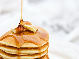 Pancakes with butter and honey