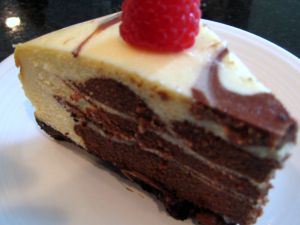 Portion of cake of cheese and chocolate