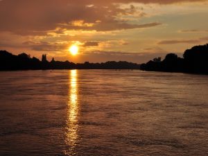 Sunset over the Danube River