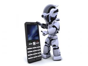 Robot with a mobile phone