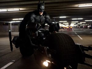 Batman on a motorcycle (in "The Dark Knight")