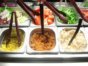 Salad bar in a fast food restaurant