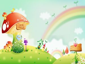 Mushrooms and rainbow