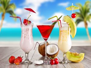 Fruit cocktails on the beach