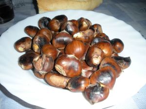 Dish of roasted chestnuts