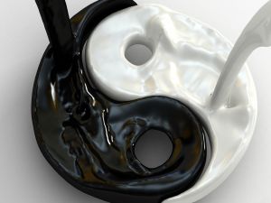 Liquids forming the Taijitu (yin and yang)