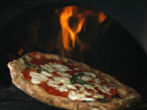 Margarita Pizza in the oven