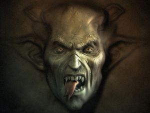 Vampire with forked tongue