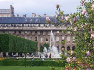 Spring in the garden of the Palais Royal in Paris (near the Louvre)