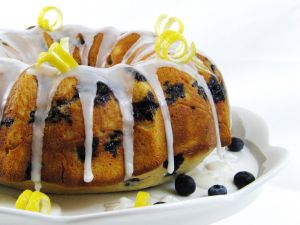 Blueberry bundt cake with lemon glaze