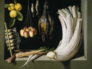 Bodegón de caza, hortalizas y frutas (Juan Sánchez Cotán, 1602)