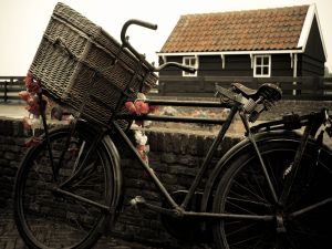 Bicycle with a wicker basket