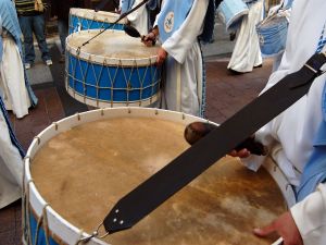 Bass drums in the Holy Week in Zaragoza (Spain)