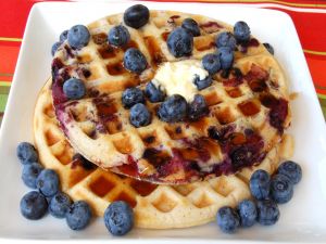 Round waffle with blueberries