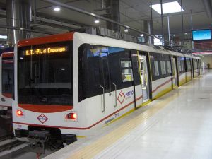 A subway train in Palma (Spain) at the Intermodal Station