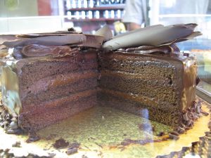 Chocolate cake with chocolate shavings